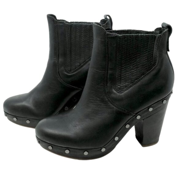 UGG~Carberry~PLATFORM CLOG STUDDED HEEL BOOTS Black Leather Womens Shoes SZ 8 - Picture 5 of 7